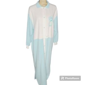 Vintage Kawaii Bear Blue Long Sleeved Maxi Length Night Gown